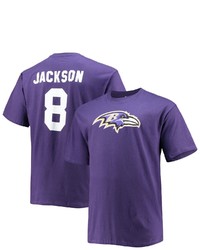FANATICS Branded Lamar Jackson Purple Baltimore Ravens Big Tall Player Name Number T Shirt