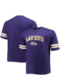 FANATICS Branded Purple Baltimore Ravens Big Tall Logo Sleeve Stripe T Shirt