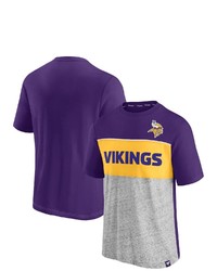 FANATICS Branded Purpleheathered Gray Minnesota Vikings Colorblock T Shirt