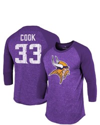 Majestic Threads Fanatics Branded Dalvin Cook Purple Minnesota Vikings Team Player Name Number Tri Blend Raglan 34 Sleeve T Shirt