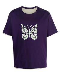 Needles Logo Print Reversible Cotton T Shirt