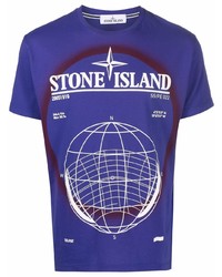 Stone Island Logo Print Round Neck T Shirt