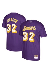Mitchell & Ness Magic Johnson Purple Los Angeles Lakers Hardwood Classics Name Number T Shirt