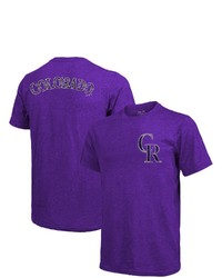 Majestic Threads Purple Colorado Rockies Throwback Logo Tri Blend T Shirt