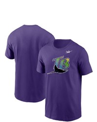 Nike Purple Tampa Bay Rays Cooperstown Collection Logo T Shirt
