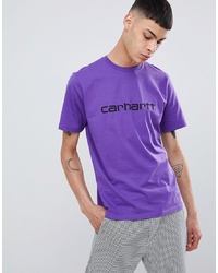 Carhartt WIP Script T Shirt In Frosted Viola