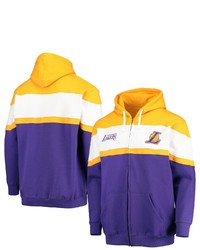 FANATICS Branded Goldroyal Los Angeles Lakers Colorblock Wordmark Full Zip Hoodie