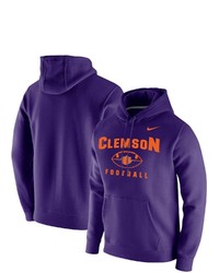 Nike Purple Clemson Tigers Football Oopty Oop Club Fleece Pullover Hoodie