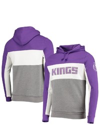 Junk Food Purplewhite Sacrato Kings Wordmark Colorblock Fleece Pullover Hoodie