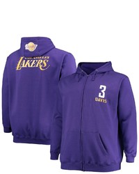 FANATICS Branded Anthony Davis Purple Los Angeles Lakers Big Tall Player Name Number Full Zip Hoodie Jacket At Nordstrom