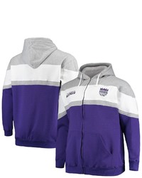 FANATICS Branded Purplegray Sacrato Kings Big Tall Colorblock Wordmark Tripod Full Zip Hoodie