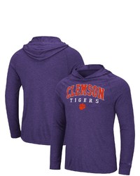 Colosseum Purple Clemson Tigers Campus Long Sleeve Hooded T Shirt In Heather Purple At Nordstrom