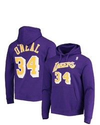 Mitchell & Ness Shaquille Oneal Purple Los Angeles Lakers Hardwood Classics Name Number Pullover Hoodie At Nordstrom