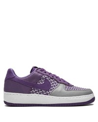 Violet Print Leather Low Top Sneakers
