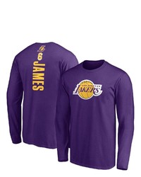 FANATICS Branded Lebron James Purple Los Angeles Lakers Playmaker Name Number Long Sleeve T Shirt