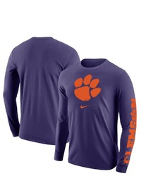 Nike Purple Clemson Tigers Team Lockup 2 Hit Long Sleeve T Shirt