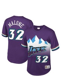 Mitchell & Ness Karl Malone Purple Utah Jazz Mesh T Shirt