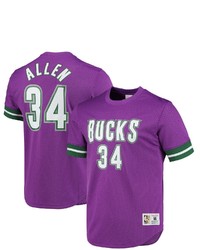 Mitchell & Ness Ray Allen Purple Milwaukee Bucks 2000 Mesh Name Number T Shirt