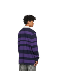 Wales Bonner Navy And Purple Striped Rugby Polo