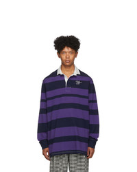 Wales Bonner Navy And Purple Striped Rugby Polo