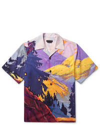 Prada Camp Collar Printed Cotton Poplin Shirt