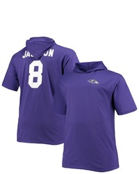 FANATICS Branded Lamar Jackson Purple Baltimore Ravens Big Tall Player Name Number Hoodie T Shirt