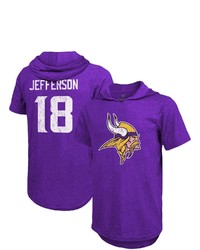 Majestic Threads Fanatics Branded Justin Jefferson Purple Minnesota Vikings Player Name Number Pullover Hoodie