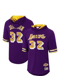 Mitchell & Ness Magic Johnson Purple Los Angeles Lakers Mesh Hardwood Classics Name Number Short Sleeve Hoodie At Nordstrom