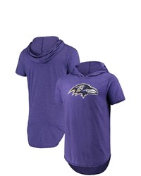 Majestic Threads Purple Baltimore Ravens Primary Logo Tri Blend Hoodie T Shirt