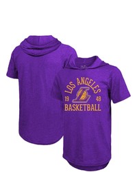 Majestic Threads Purple Los Angeles Lakers Ball Hog Tri Blend Hooded T Shirt