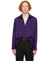 Violet Print Silk Long Sleeve Shirt