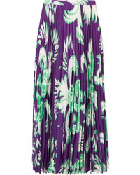 Violet Print Silk Midi Skirt
