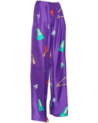 Violet Print Silk Pants