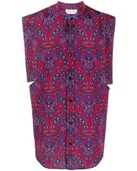 Violet Print Silk Short Sleeve Shirt