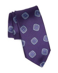 David Donahue Geo Medallion Silk Tie In Purple At Nordstrom