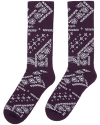 Palm Angels Purple White Bandana Socks