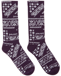 Palm Angels Purple White Bandana Socks