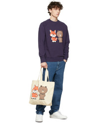 MAISON KITSUNÉ Navy Line Friends Edition Big Print Sweatshirt