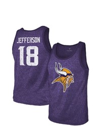 Majestic Threads Justin Jefferson Heathered Purple Minnesota Vikings Name Number Tri Blend Tank Top At Nordstrom