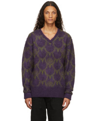 Violet Print V-neck Sweater