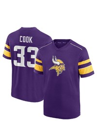 FANATICS Branded Dalvin Cook Purple Minnesota Vikings Hashmark Name Number V Neck T Shirt