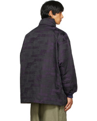 Needles Black Purple Down Abstract Jacquard Sur Coat