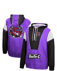 Mitchell & Ness Purpleblack Toronto Raptors Hardwood Classics Highlight Reel Windbreaker Half Zip Hoodie Jacket At Nordstrom