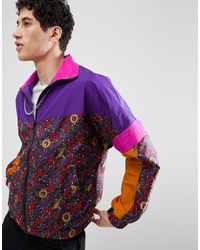 ASOS DESIGN Windbreaker Track Jacket In Purple Print