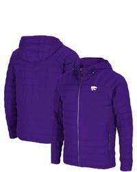 Colosseum Purple Kansas State Wildcats Suit It Up Raglan Puffer Hoodie Full Zip Jacket At Nordstrom