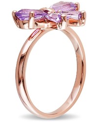 Ice 0005 Ct Tdw Silver Pink Rhodium Plated Amethyst Ring