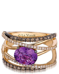 LeVian 14kt Yellow Gold Amethyst And Diamond Hard Candy Ring