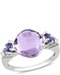 Ice 4 25 Cts Purple Rose De France Multi Gemstone 10k White Gold Ring