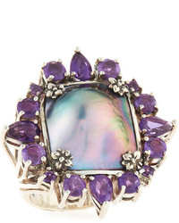 Stephen Dweck Amethyst Mabe Pearl Cocktail Ring