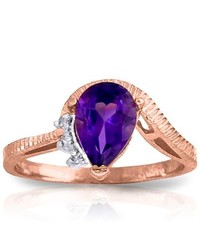 Galaxy Gold Products 14k Rose Gold Ring With Diamonds Purple Amethyst